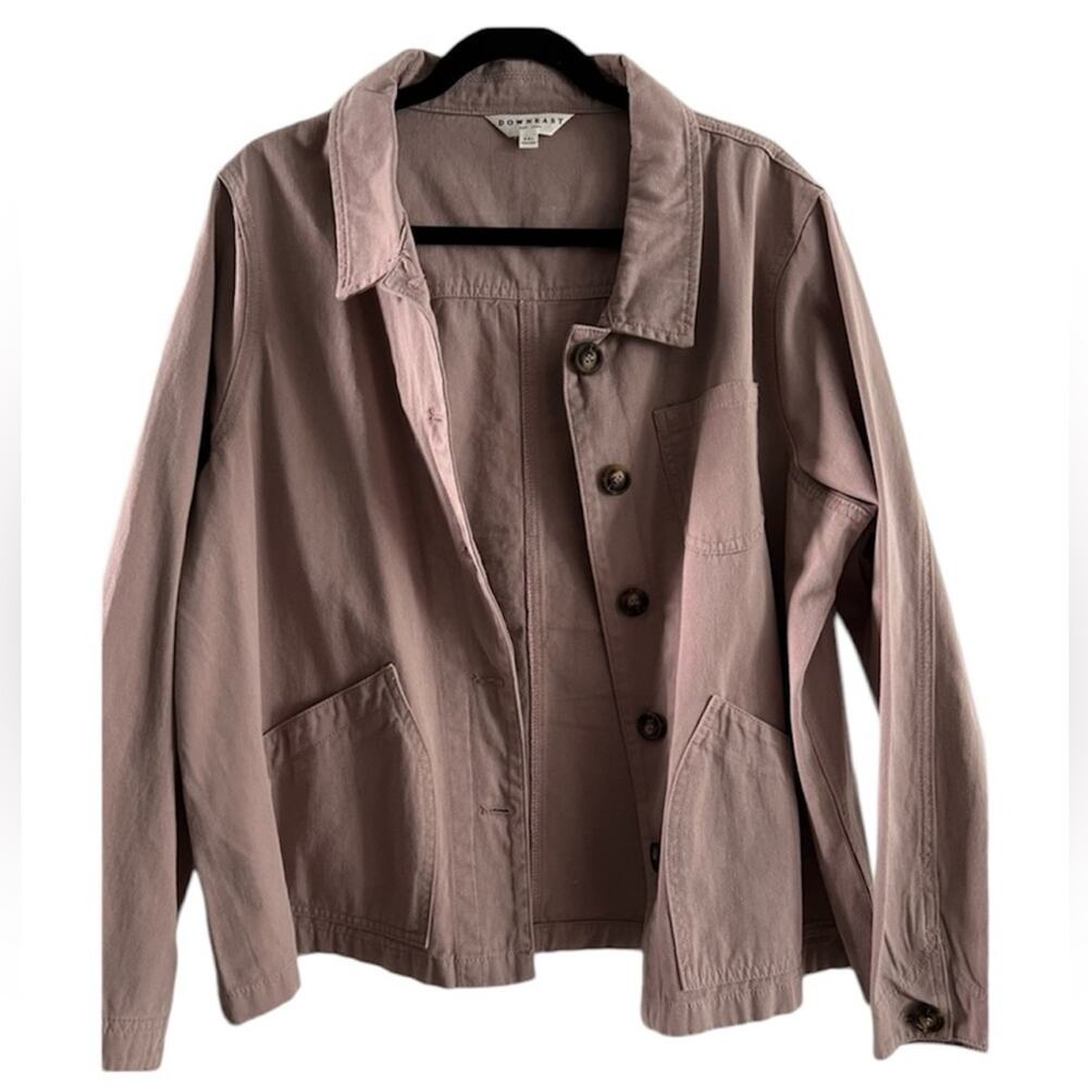 NWOT DownEast 100% Cotton Mauve Jacket Two Front Pockets Button Down Size XXL